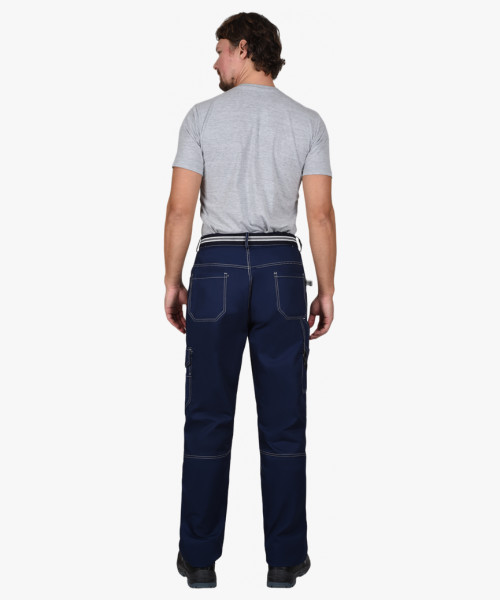 Костюм СИРИУС-ПРЕСТИЖ куртка, брюки, синий с черным и оранжевой отделкой