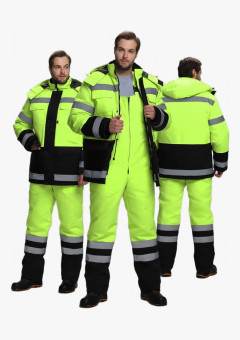 Костюм зимний для дорожника Ультра (тк.Смесовая,210) п/к, лимонный/черный