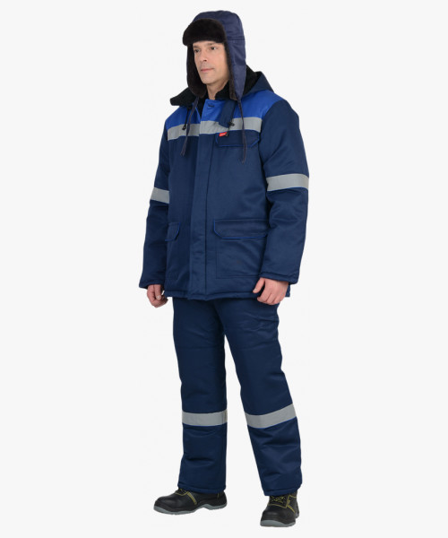 Шапка-ушанка СИРИУС-ЛЮКС синяя (тк. смесовая)