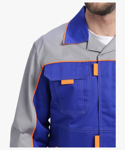 Костюм Драга-2 (тк.Смесовая МВО,240) п/к, васильковый/св.серый/оранжевый