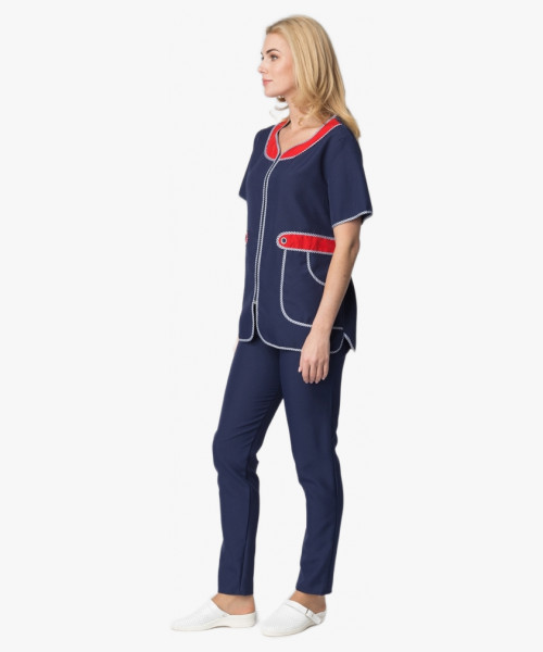 Костюм женский Модница (тк.Габардин), т.синий/красный