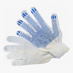Перчатки х/б 10кл. ЛЮКС с ПВХ ТОЧКА 43-46 гр. 125 текс, белые (10пар)