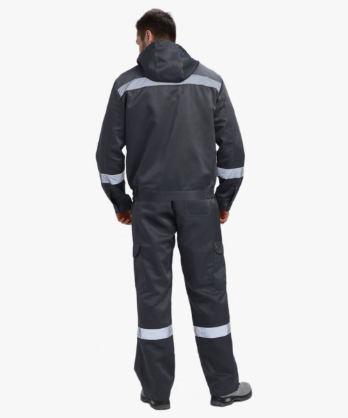 Костюм Нейч-2 СОП с капюшоном (тк.Смесовая,210) п/к, т.серый/св.серый