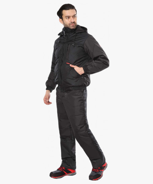 Куртка СИРИУС-ПРАГА-ЛЮКС короткая с капюшоном, черная