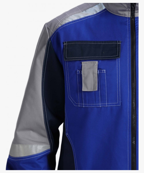 Костюм Вектрон-1 (тк.Смесовая,240) брюки, васильковый/т.синий/св.серый