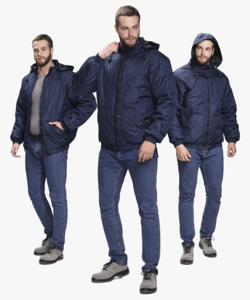 Куртка демисезонная Бомбер-Люкс (тк.Дюспо), т.синий