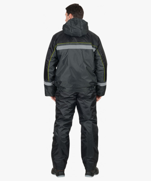 Куртка СИРИУС-ГАСТАРБАЙТЕР-3 кор.,темно-серая с чёрным и лимонным кантом и СОП