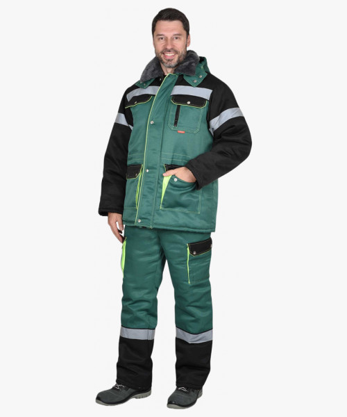 Костюм мужской зимний СИРИУС-ТИТАН куртка дл., полукомбинезон, зелёный