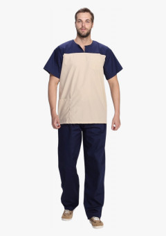 Костюм мужской Стоматолог (тк.ТиСи), т.синий/бежевый