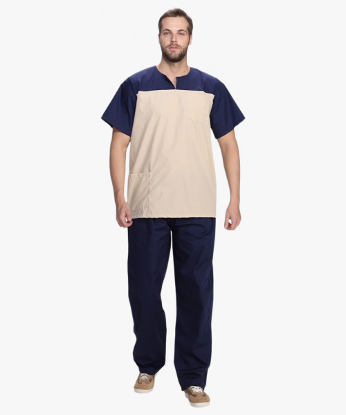 Костюм мужской Стоматолог (тк.ТиСи), т.синий/бежевый