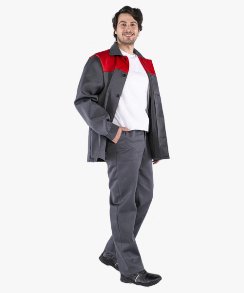 Костюм Стандарт (тк.Смесовая,210) брюки, т.серый/красный