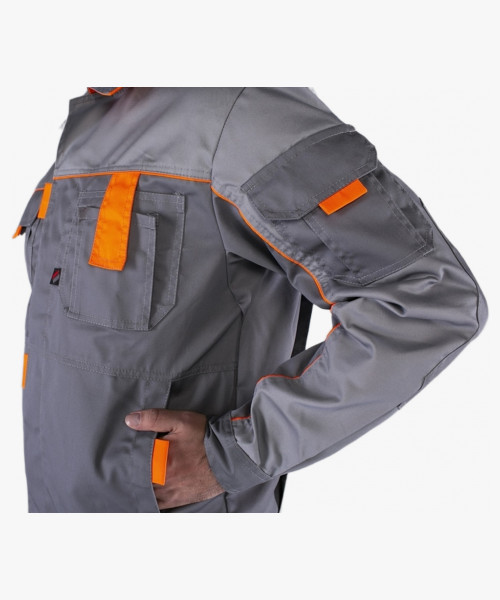 Костюм Союз-Профессионал-1 (тк.Балтекс,240) брюки, серый/св.серый/оранжевый