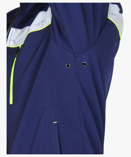 Куртка мужская СИРИУС-АЗОВ синяя с СОП и лимонным кантом, софтшелл, пл 350 г/кв.м