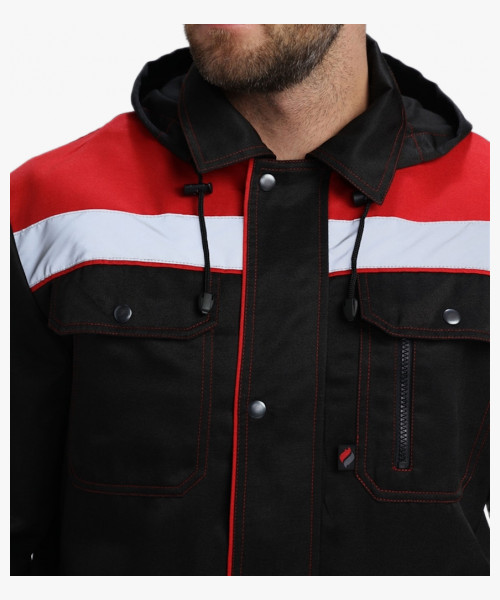 Костюм Нейч-2 СОП с капюшоном К. (тк.Смесовая,210) п/к, черный/красный