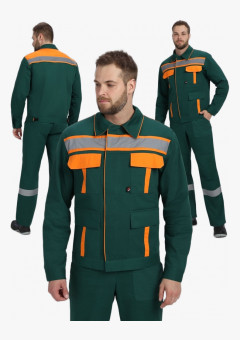 Костюм Итрорис-1 СОП (тк.Саржа,250) брюки, т.зеленый/оранжевый