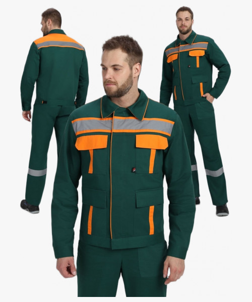 Костюм Итрорис-1 СОП (тк.Саржа,250) брюки, т.зеленый/оранжевый