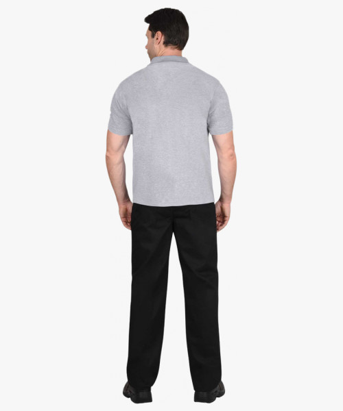 Рубашка-поло меланж серый короткие рукава с манжетом, пл.180 г/м2 (ЧЗ)
