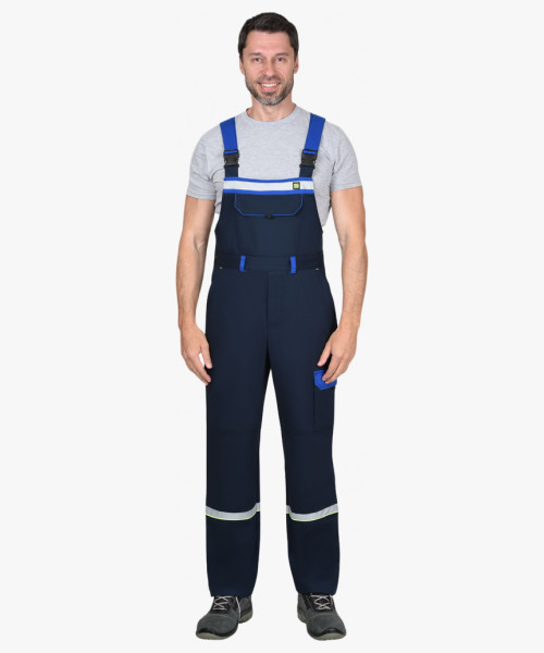 Костюм СИРИУС-ПРАКТИК-ЛЮКС-РОСС куртка, п/к т.синий с васильк. 80% х/б,  пл. 260 г/кв.м