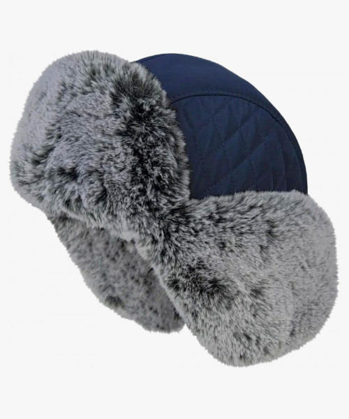 Шапка-ушанка Brodeks Extreme KM109, цвет синий, серый мех