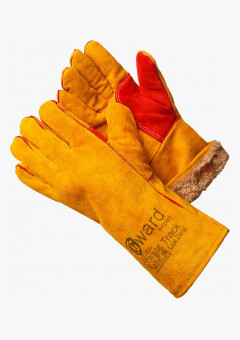 Track Lux Zima Краги из спилка оранжевого цвета, усиленные, утеплитель мех-мутон