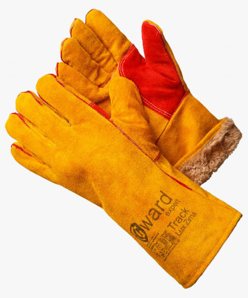 Track Lux Zima Краги из спилка оранжевого цвета, усиленные, утеплитель мех-мутон