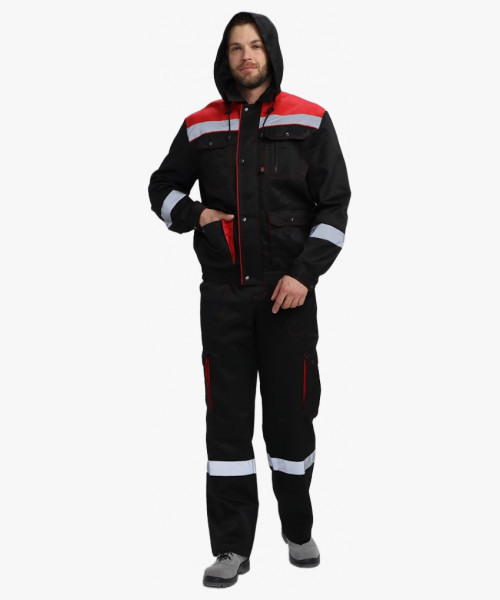 Костюм Нейч-2 СОП с капюшоном К. (тк.Смесовая,210) п/к, черный/красный