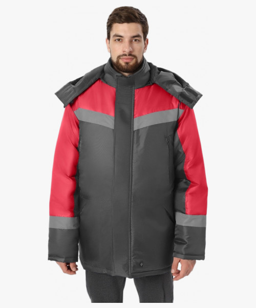 Куртка зимняя Лигор СОП (тк.OxLine,90), т.серый/красный