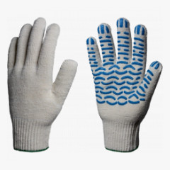 Перчатки х/б 10кл. ЛЮКС с ПВХ ВОЛНА 51-53гр. 150текс, белые (10 пар)