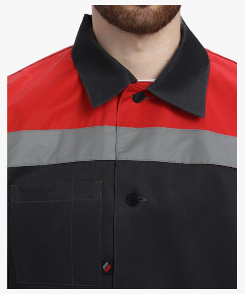 Костюм Лигор-1 СОП (тк.Смесовая,210) брюки, черный/красный