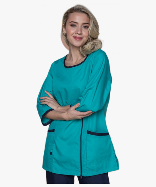 Женский костюм Вояж (ткань ТиСи), светло бирюзовый/темно синий