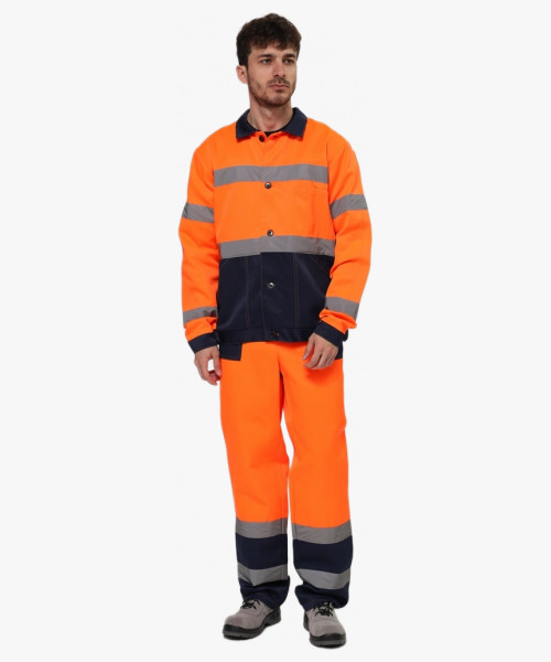 Костюм для дорожник Олимп (тк.Смесовая,210) п/к, оранжевый/т.синий