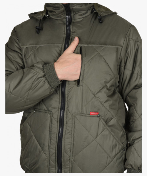 Куртка СИРИУС-ПРАГА-ЛЮКС короткая с капюшоном, оливковая