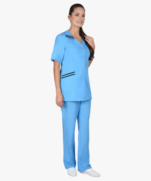 Костюм СИРИУС-ЖЕНЕВА женский светло-голубой с тёмно-синим (СТ)