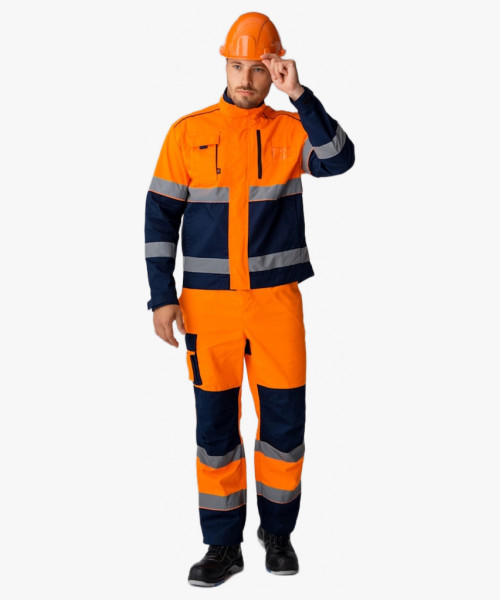 Костюм сигнальный (тк.Балтекс,210) брюки, оранжевый/т.синий