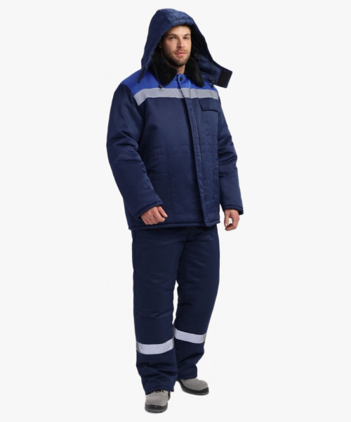 Костюм зимний Труженик-2 (тк.Смесовая,210) п/к,т.синий/васильковый