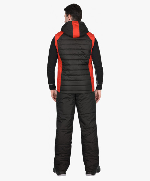 Жилет СИРИУС-УРБАН утеплённый с капюшоном черный с красным