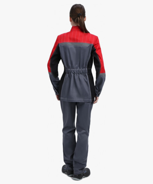 Костюм женский Вектрон-1 (тк.Смесовая,240) брюки, серый/красный/черный