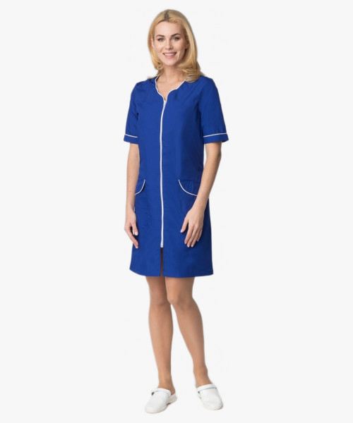 Халат женский Стелла (тк.ТиСи), васильковый/белый