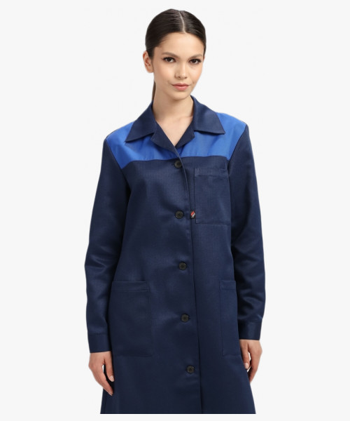 Халат женский Лигор (тк.Смесовая,210), т.синий/васильковый