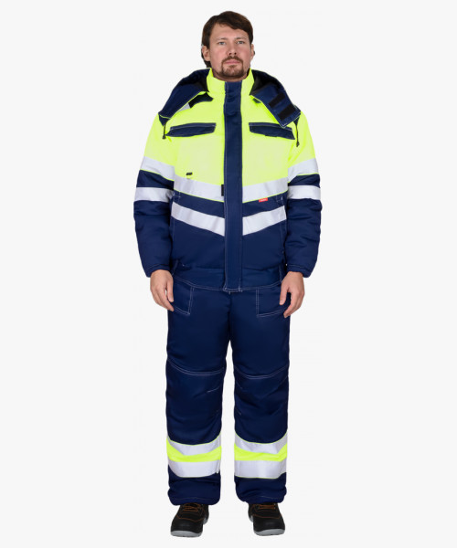Костюм СИРИУС-НАВИГАТОР-2 зимний, куртка кор., полукомбинезон, синий с лимонным и СОП