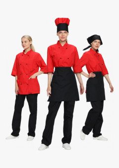 Костюм женский повара Шеф (тк.ТиСи), черный/красный