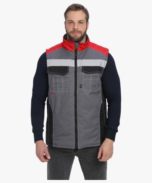 Жилет утепленный Вектрон СОП (тк.Смесовая,240), серый/черный/красный