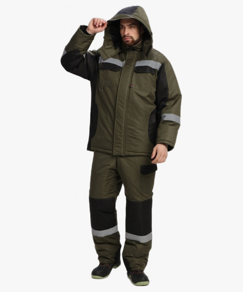 Костюм зимний Вектрон-2 СОП (тк.Таслан,135) п/к, хаки/черный