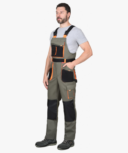 Костюм СИРИУС-МАНХЕТТЕН куртка дл., п/к олив. с оранж. и чер. тк. мех. стрейч 260 г/кв.м