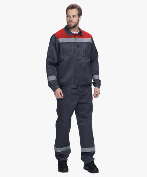 Костюм Лигор-1 СОП (тк.Смесовая,210) брюки, т.серый/красный