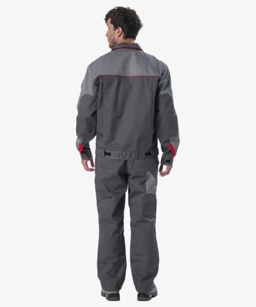 Костюм Союз-Профессионал-1 IMP (тк.Смесовая,240) брюки, т.серый/св.серый/красный