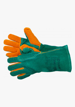 Green Welder Краги из спилка зеленого цвета с усилением, прошиты огнеупорной нитью