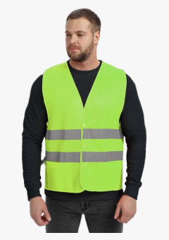 Жилет сигнальный ProfLineBase с пуговицами и карманами (тк.Полиэфир,100), желтый