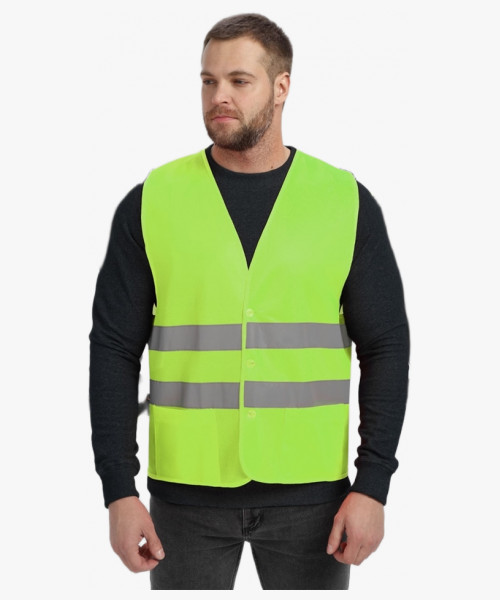 Жилет сигнальный ProfLineBase с пуговицами и карманами (тк.Полиэфир,100), желтый