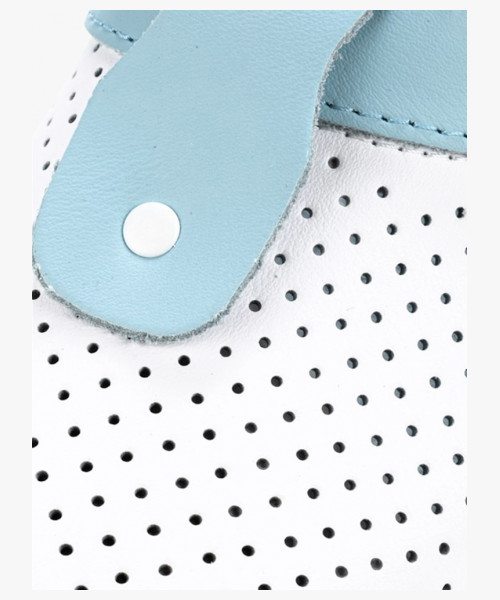 Сабо женские нат.кожа Комфорт ПВХ, белый/голубой